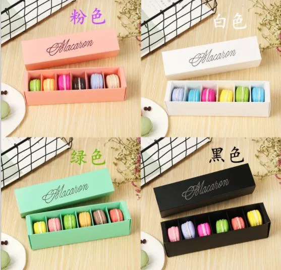 Macaron Packaging Box with 6 Pieces Clear Plastic Suction Paper Box and Drawer Type Macaron Paper Box