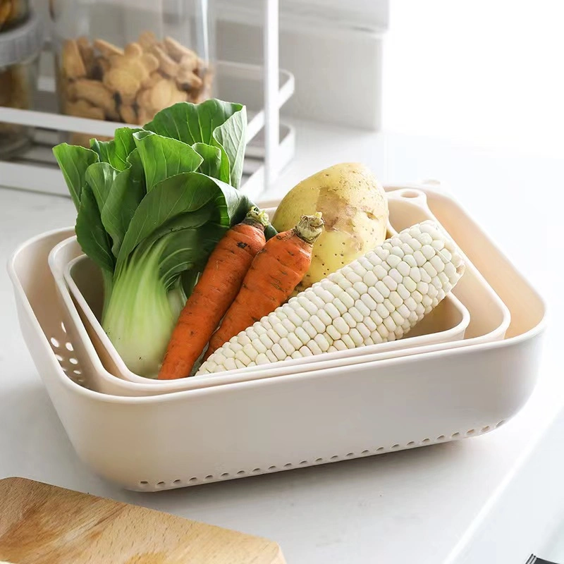 Wholesale Plastic Drain Organizer Kitchen Fruit Vegetable Washing Basket