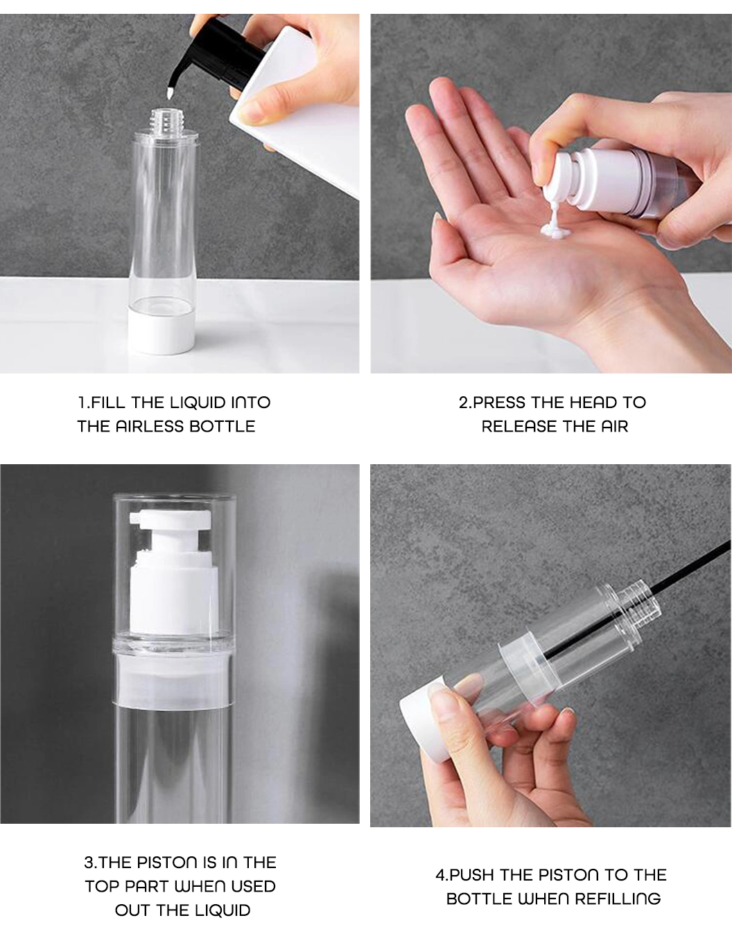 120ml New Cosmetic Spray Dispenser Pump Plastic Bottle Frosted Clear Airless Bottle