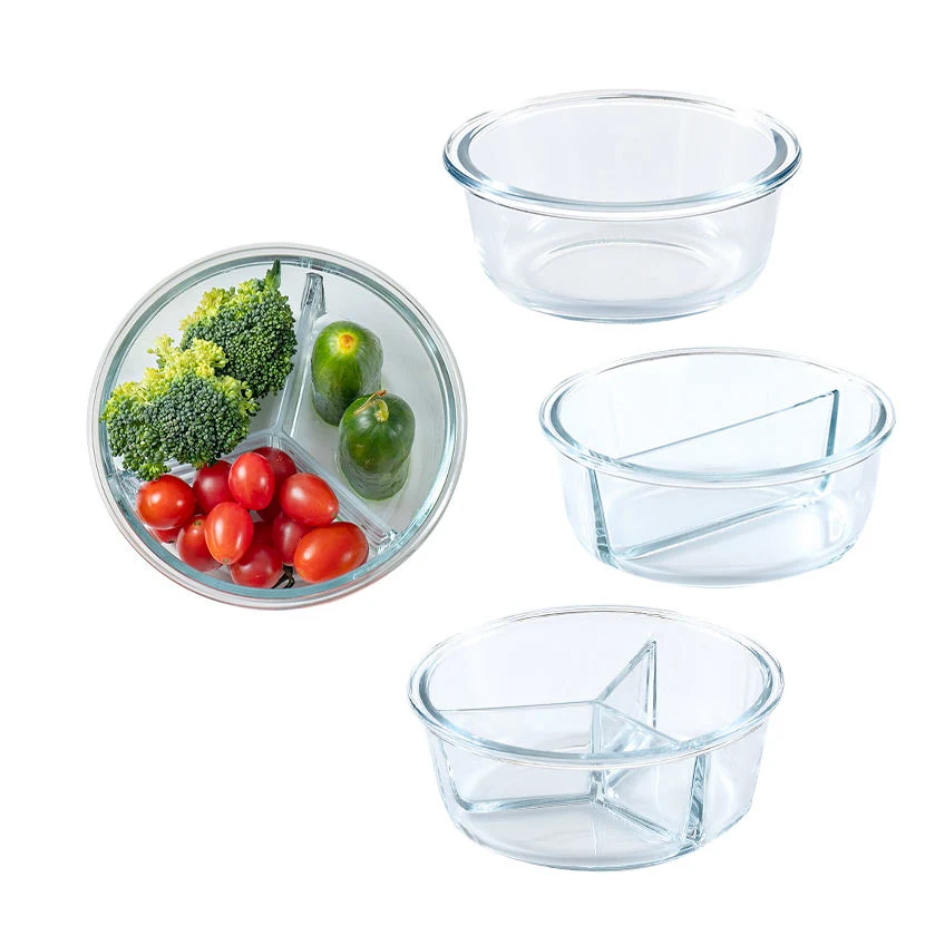 1400ml High Borosilicate Lunch Box Microwave Glass Bowl Box Storage Glass Crisper with Lids